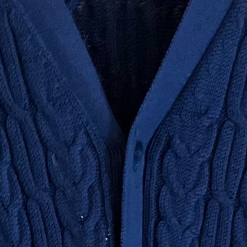 Henry Jacobson MENS Navy Cable Knit Silk Blend Cardigan Sz L - Picture 2 of 5